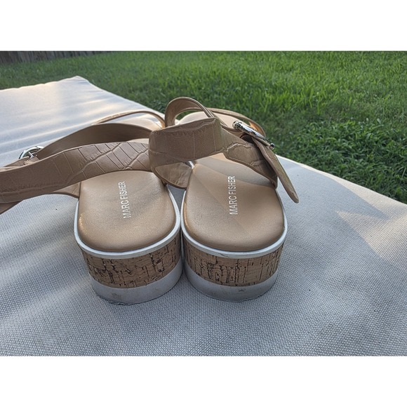 Marc Fisher Gordy Size US 9.5M Women's Strappy Wedge Sandals Dark Natural - Picture 11 of 15